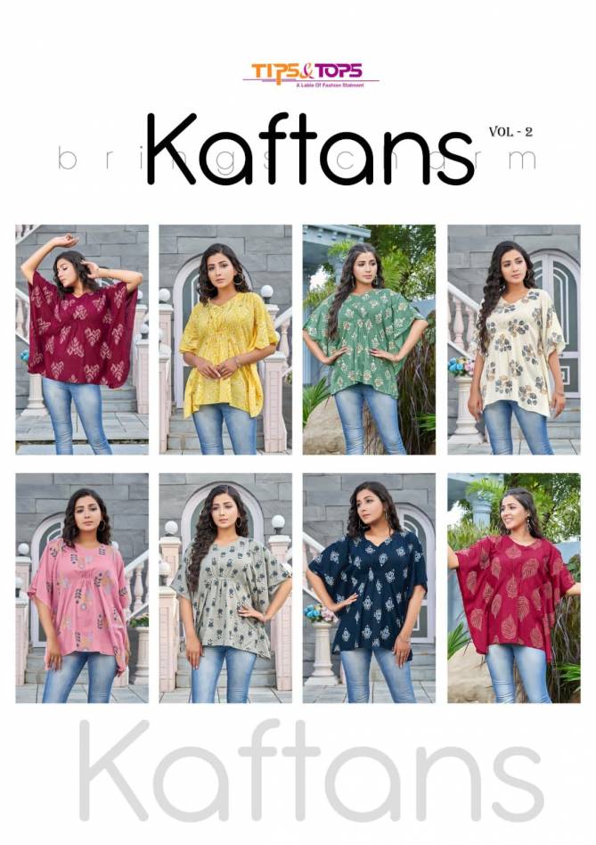 TIPS TOPS KAFTAN 2 Fancy Rayon Printed Wholesale Top Collection